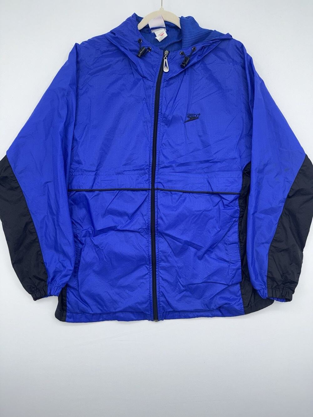 Vintage 90s Speedo Mens Track Jacket Small Blue Mesh Deadstock USA Full Zip